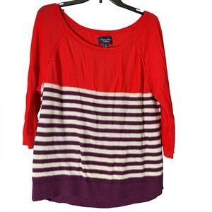 American Eagle 2012 Striped Colorblock Sweater Large Wool Blend